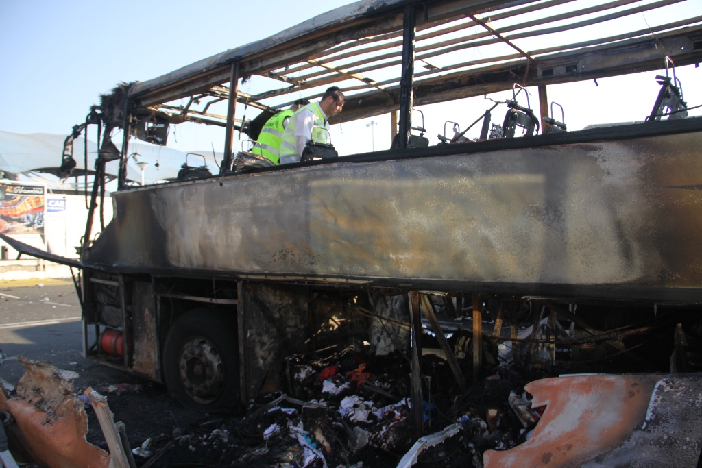 In July 2012, Hezbollah blew up a bus in Burgas, Bulgaria, killing 7 tourists and wounding 34. Photo: Dano Monkotovic/FLASH90