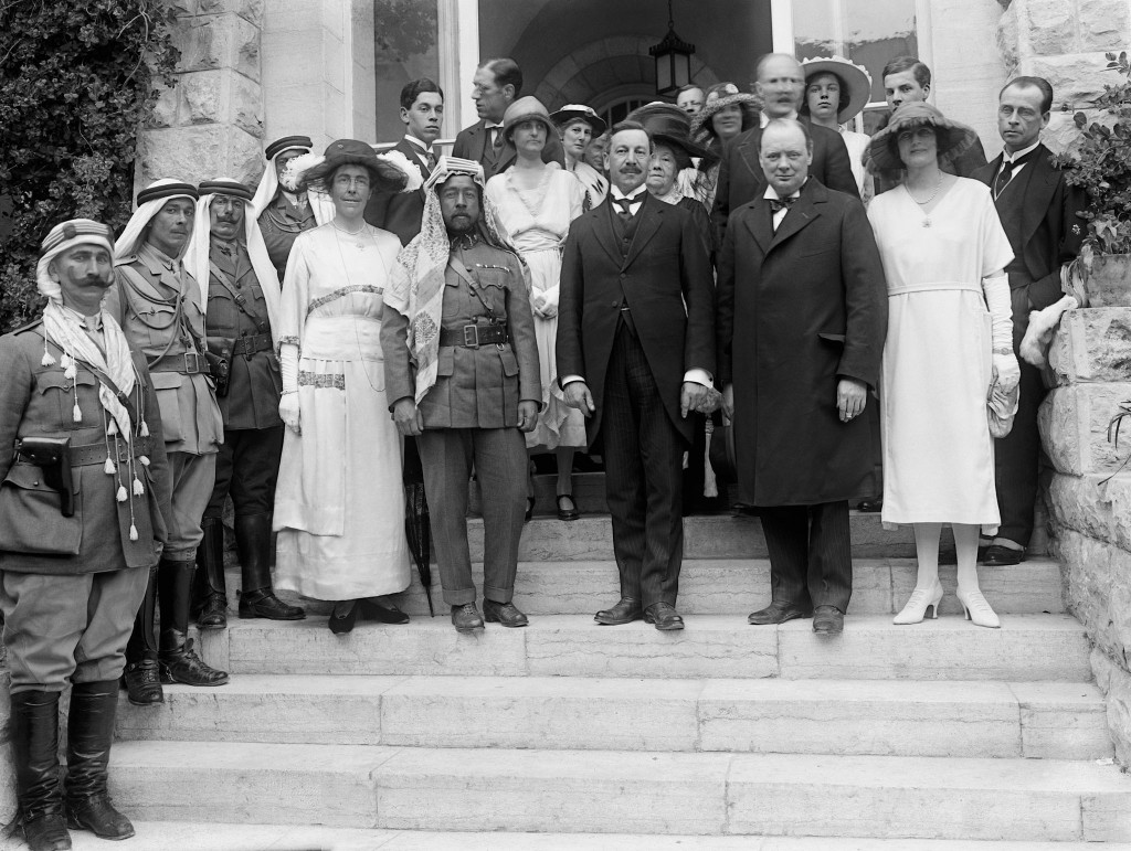 Winston Churchill, Hebert Samuel, and Abdullah I of Jordan meet in Jerusalem in 1921. Photo: Wikimedia