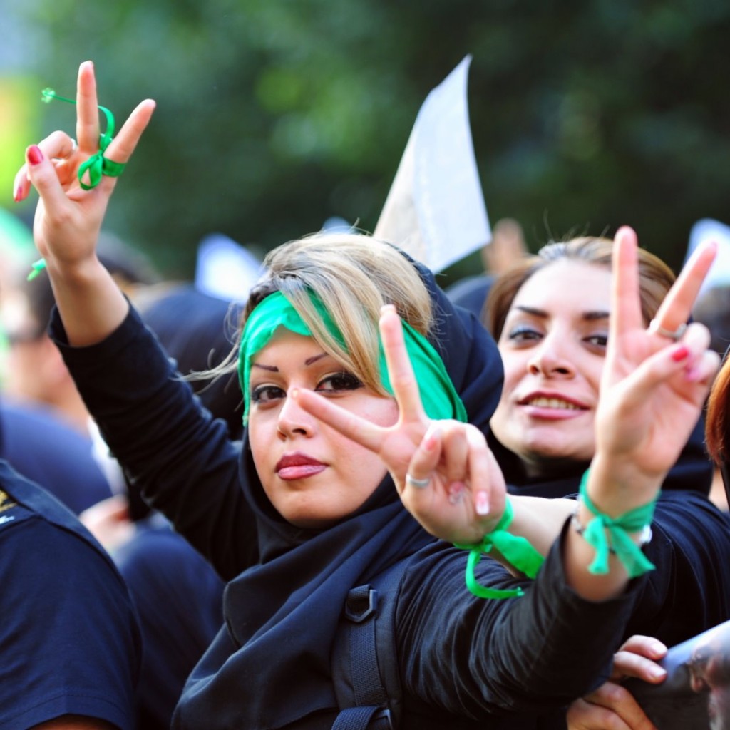 Green Revolution protesters, June 17, 2009. Photo Hamed Saber / Wikimedia