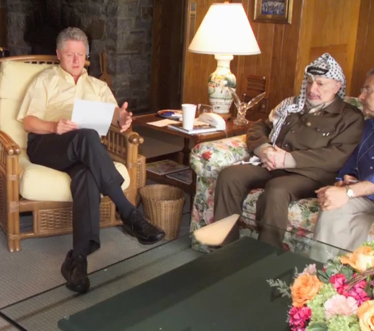 Clinton and Arafat meet at Camp David. Photo: Council on Foreign Relations / YouTube