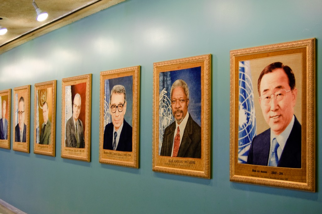 These tapestries of the UN’s Secretary-Generals, which hang at its headquarters in New York, were donated by the Islamic Republic of Iran. Photo: Kirill Levin / flickr