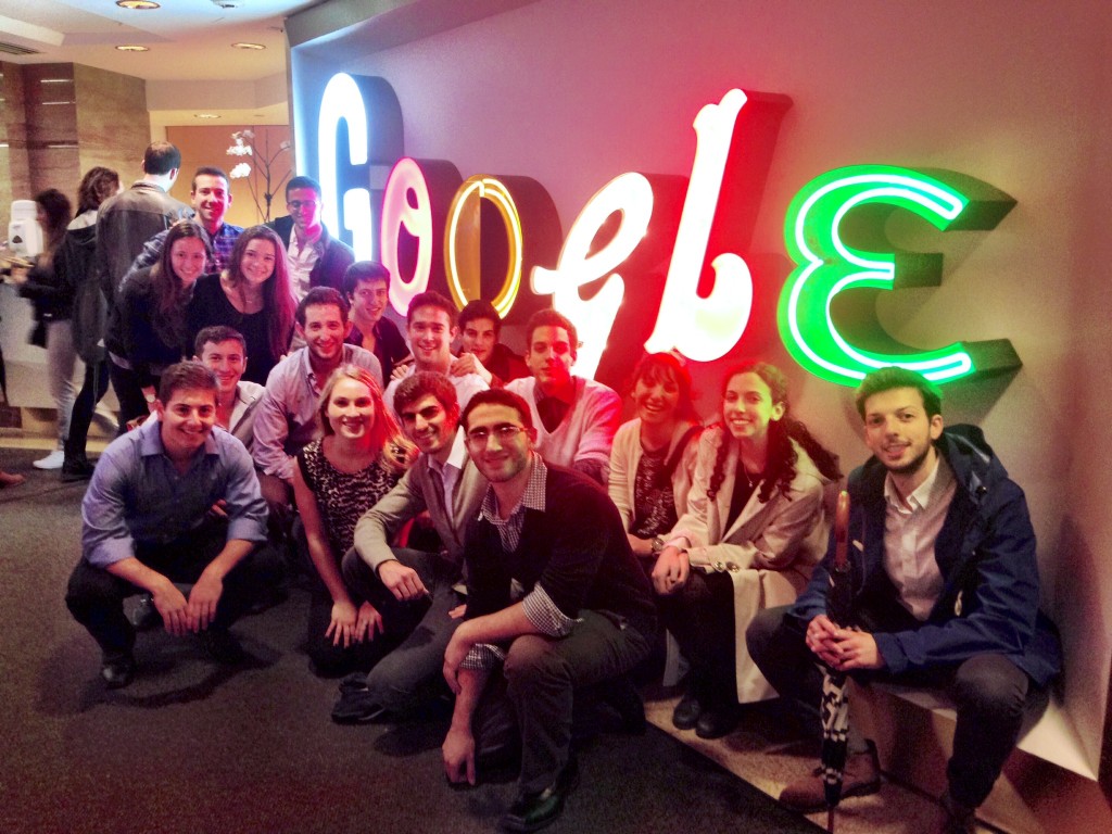 The TAMID group at New York University, visiting Google’s New York offices. Photo courtesy of TAMID at NYU.