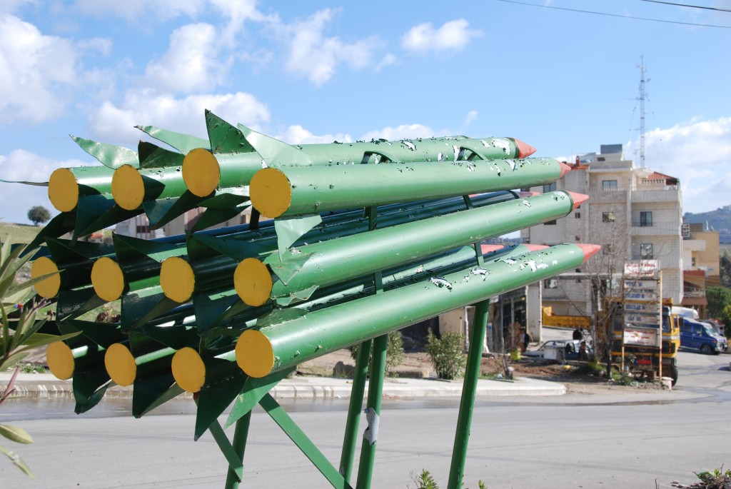 A sculpture on the outskirts of Bint Jbeil depicts rockets aimed towards Israel. Photo: Paul Keller / flickr