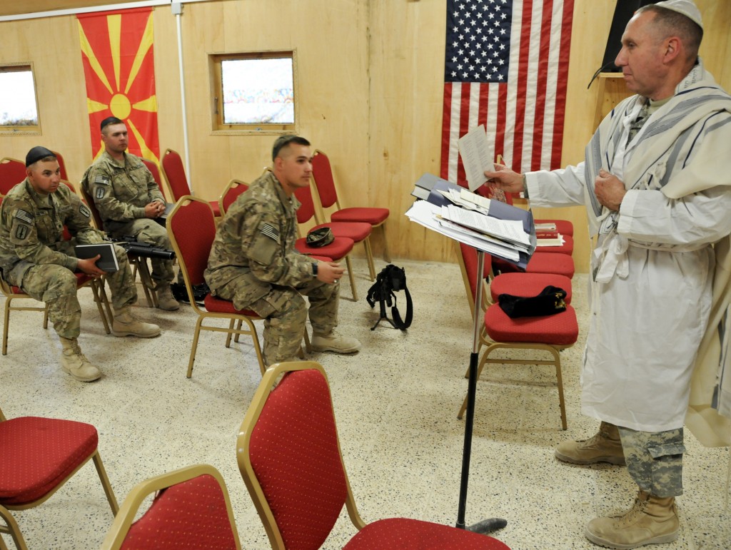 U.S. Army Lt. Col. Avi S. Weiss, Installation Management Command Europe deputy chaplain, speaks during a Rosh Hashanah service at Camp Mike Spann, Afghanistan, Sept. 28, 2011. Photo: Sgt. Christopher Klutts / flickr