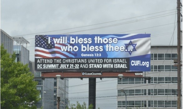 A billboard advertises the 2014 CUFI Washington Summit. Photo: CUFI / Facebook