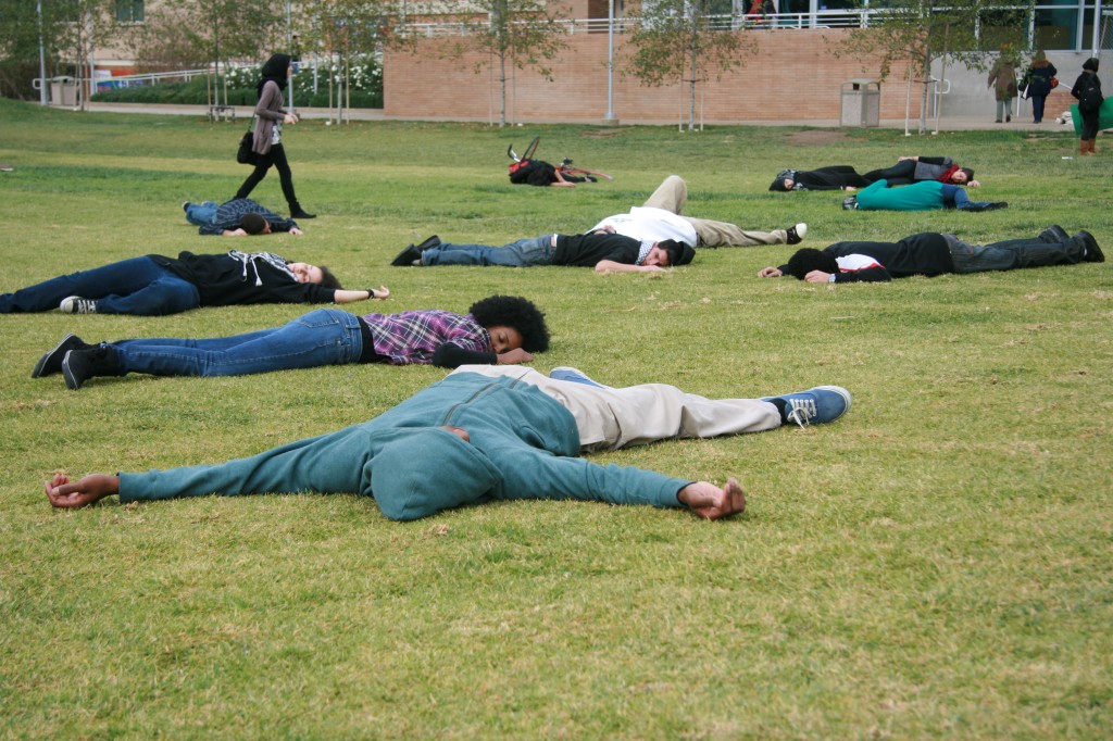 SJP students take part in a “die-in” at UC Riverside. Photo: Scott Denny / flickr