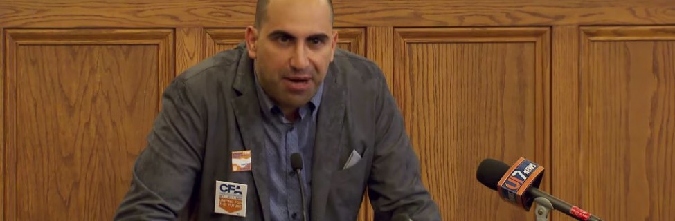 Steven Salaita speaks about his firing. Photo: Illinois Public Media / YouTube