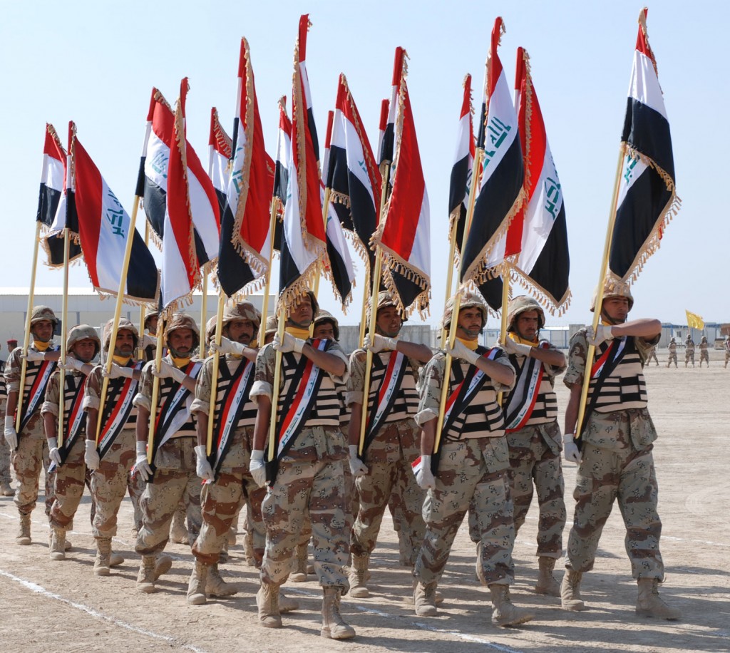 Soldiers from the 3rd Brigade of the 14th Iraqi Army Division graduate from basic training in Besmaya. Photo: Erica R. Gardner / U.S. Navy / Wikimedia