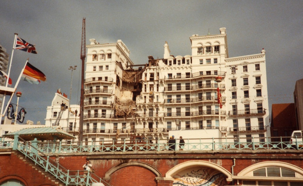 The Grand Hotel in Brighton, England, was bombed in an attempted assassination attempt on Prime Minister Margaret Thatcher in 1984. She was unharmed, but five people were killed. Photo: Magnus Manske / Wikimedia