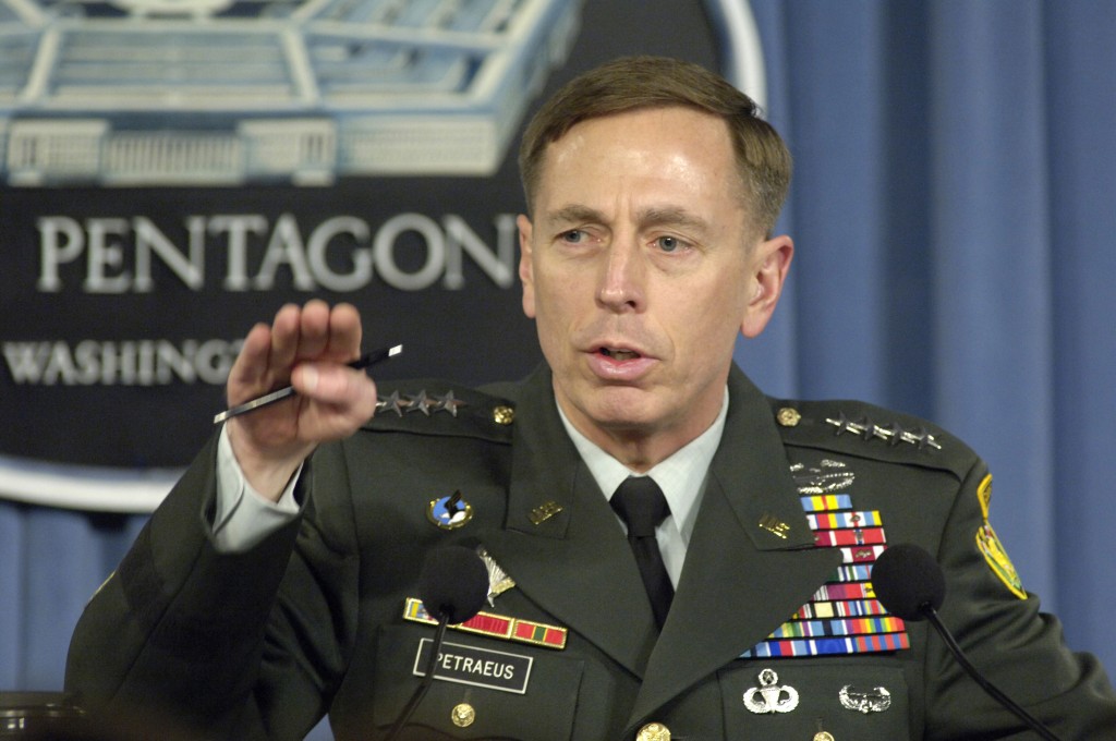 U.S. Army Gen. David H. Petraeus, the commander of Multi-National Force - Iraq, briefs reporters at the Pentagon, April 26, 2007. Photo: Robert D. Ward / Department of Defense / Wikimedia