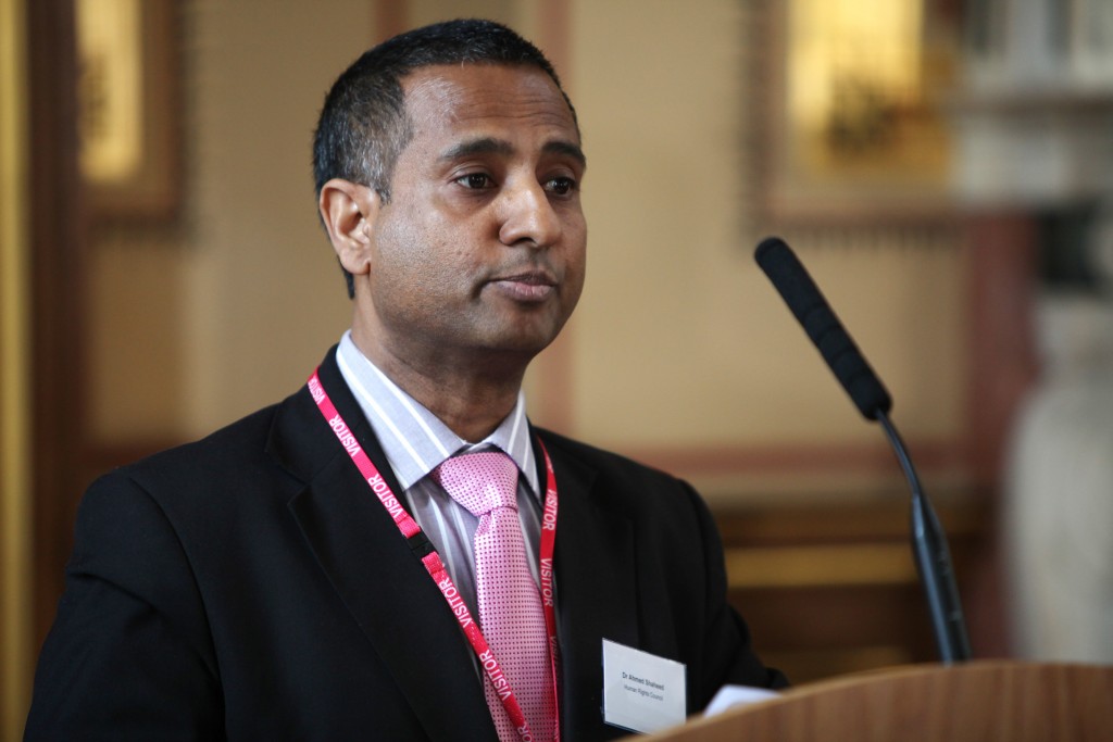 Ahmed Shaheed, the UN Human Rights Council Special Rapporteur on Iran, speaks at the British Foreign and Commonwealth Office, April 15, 2013. Photo: Foreign and Commonwealth Office / Wikimedia