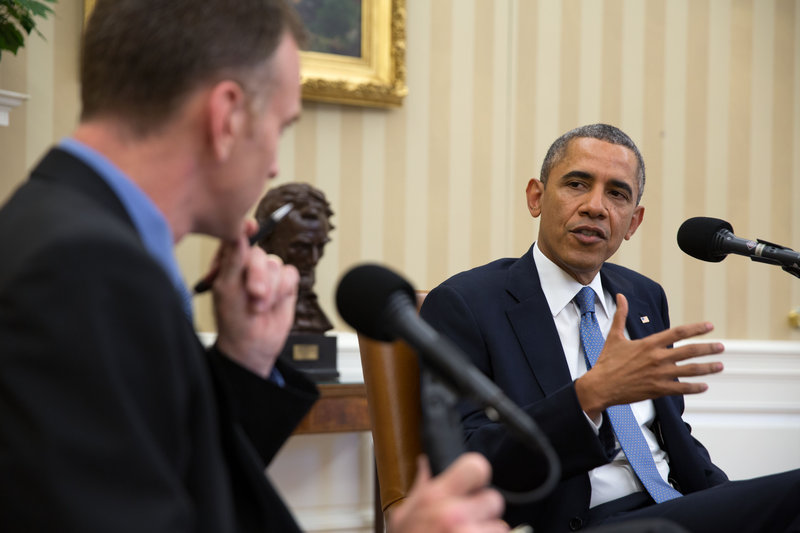 President Barack Obama is interviewed by Steve Inskeep for NPR's Morning Edition. Photo: Pete Souza / The White House