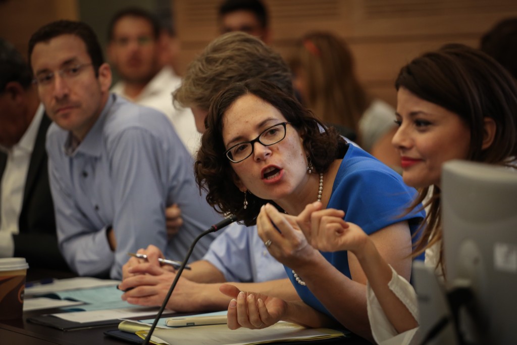 Kulanu MK Rachel Azaria attends a Knesset Finance Committee meeting on a proposal to raise the land tax, June 22, 2015. Photo: Hadas Parush / Flash90