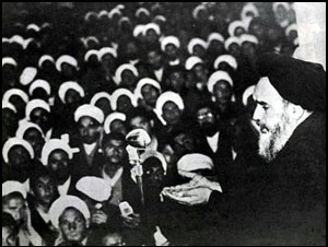 Ayatollah Khomeini denounces the Shah in Qom, 1964.