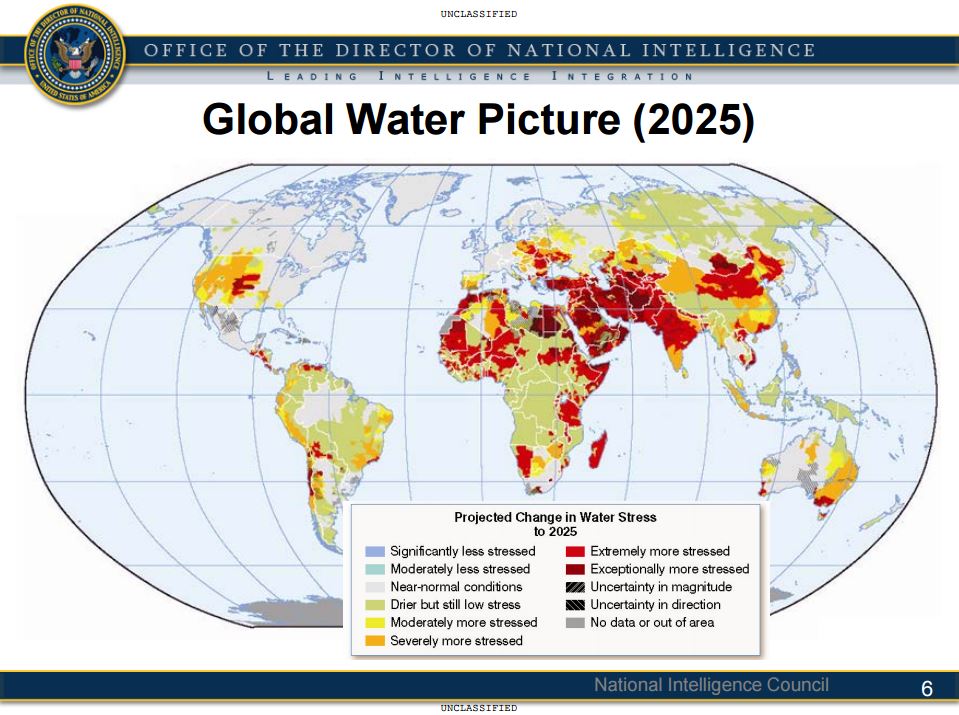 A map showing the future of water scarcity. Photo: National Intelligence Council