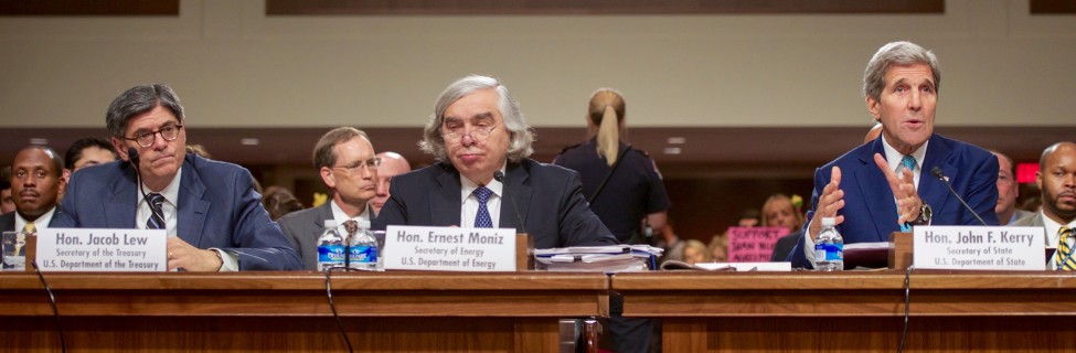 From left: Treasury Secretary Jack Lew, Energy Secretary Ernest Moniz, and Secretary of State John Kerry defend the nuclear deal before the Senate Foreign Relations Committee. Photo: U.S. Department of State / Wikimedia