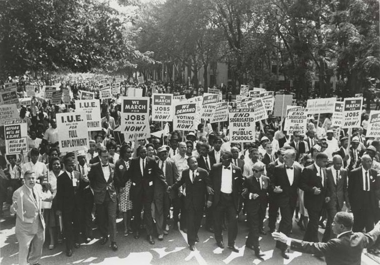 Martin Luther King leads the march on Washington. Among the marchers is Rabbi Joachim Prinz. Photo: American Jewish Historical Society / Wikimedia