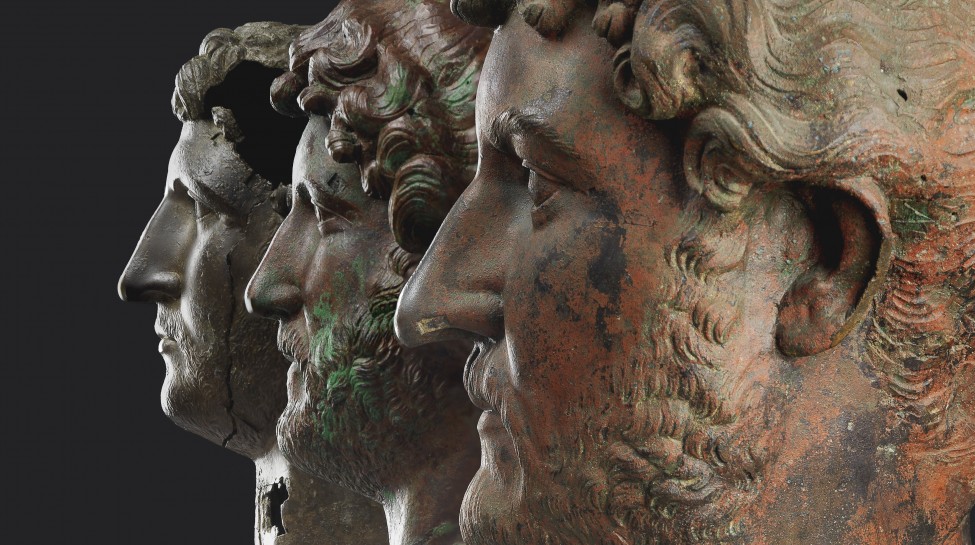 Bronze heads of Hadrian, 117–138 CE. Photo: Elie Posner / The Israel Museum