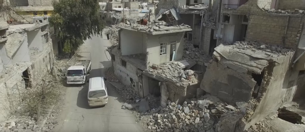 Entire neighborhoods of Aleppo were destroyed in the fighting. Photo: BBC News / YouTube