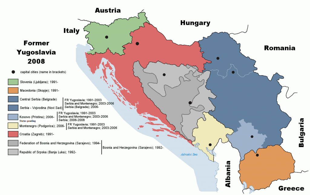 Seven independent states eventually emerged from the former Yugoslavia. Photo: Wikimedia