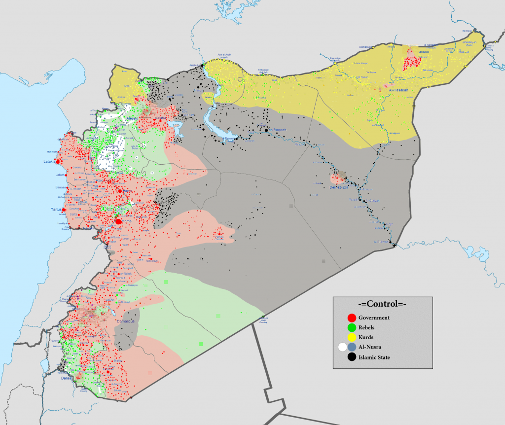 The current military situation in Syria. Photo: Wikimedia