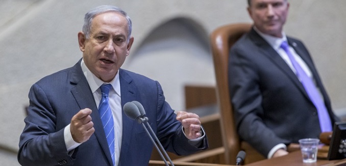Israeli prime minister Benjamin Netanyahu speaks at the Israeli parliament during a special plenum session marking Herzl Day in the assembly hall of the Israeli parliament on May 23, 2016. Photo by Yonatan Sindel/Flash90 *** Local Caption *** ???? 
??? ????
?????
????
??? ?????? ?????? ??????
????