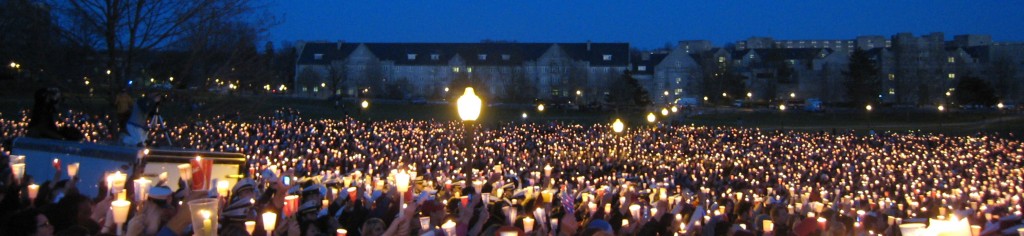 A candlelight vigil for the victims of the Virginia Tech massacre, April 2007. Photo: Wikimedia