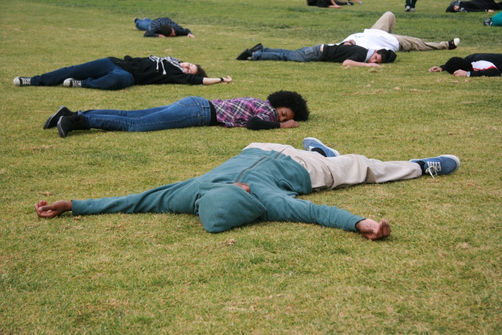A “die-in” protest by members of Students for Justice in Palestine at the University of California, Riverside. Photo: Scott Denny / flickr