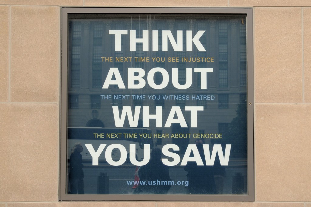 A sign outside the United States Holocaust Memorial Museum. Photo: Son of Groucho / Wikimedia
