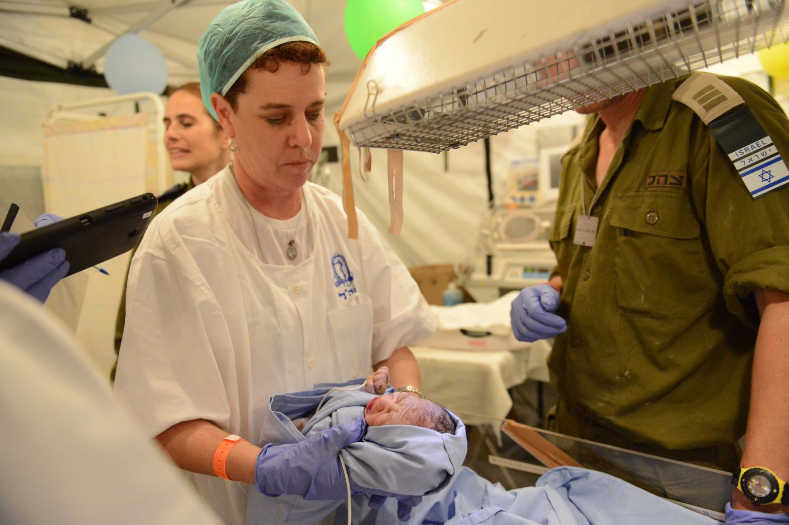 A baby is born at the IDF field hospital in Nepal. Photo: IDF