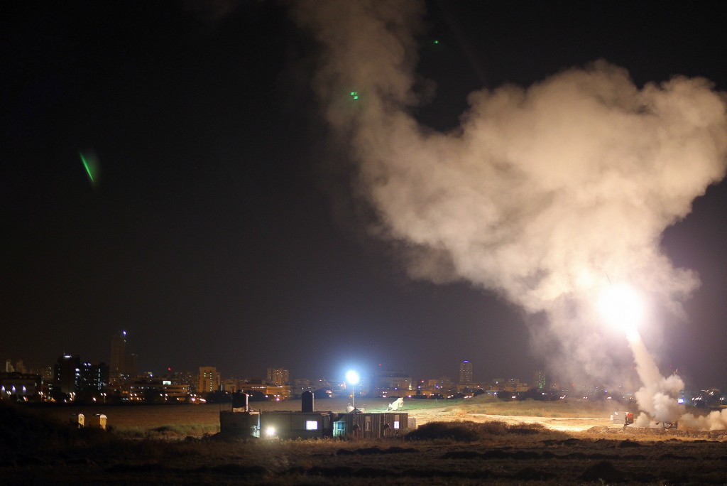 The Iron Dome missile defense system intercepts rockets from Gaza aimed at the city of Ashdod. Photo: Israel Defense Forces