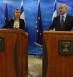 Federica Mogherini, High Representative of the Union for Foreign Affairs and Security Policy gives a press conference with Benjamin Netanyahu, Israel's Prime Minister in Jerusalem on November 7, 2014.